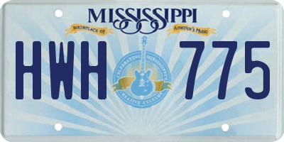 MS license plate HWH775