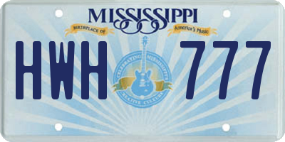 MS license plate HWH777