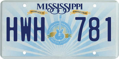 MS license plate HWH781