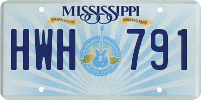 MS license plate HWH791