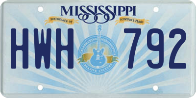 MS license plate HWH792