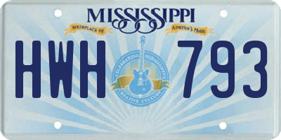 MS license plate HWH793