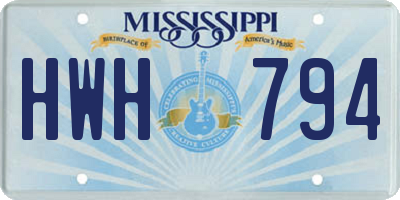 MS license plate HWH794