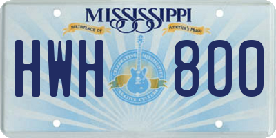 MS license plate HWH800