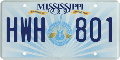MS license plate HWH801