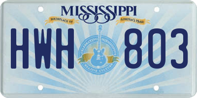 MS license plate HWH803