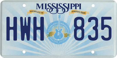 MS license plate HWH835