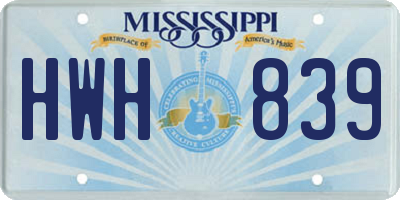 MS license plate HWH839