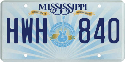 MS license plate HWH840