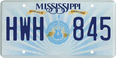 MS license plate HWH845