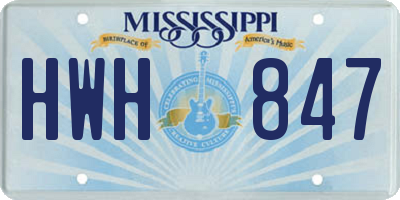 MS license plate HWH847