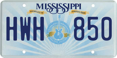 MS license plate HWH850