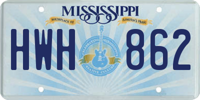 MS license plate HWH862