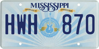 MS license plate HWH870