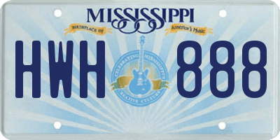 MS license plate HWH888