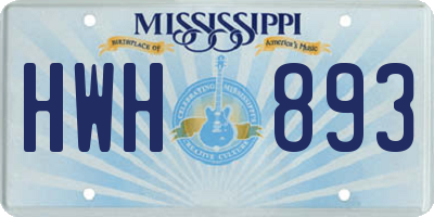 MS license plate HWH893
