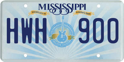 MS license plate HWH900