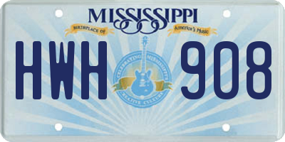 MS license plate HWH908