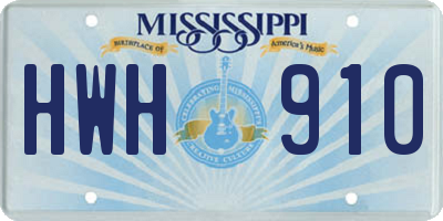 MS license plate HWH910
