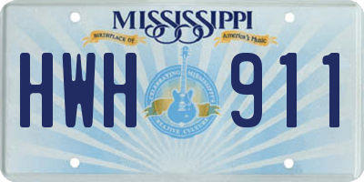 MS license plate HWH911