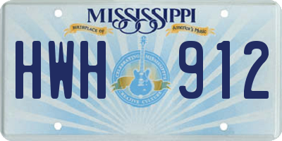 MS license plate HWH912