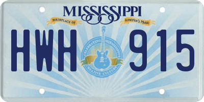MS license plate HWH915