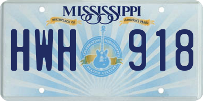 MS license plate HWH918