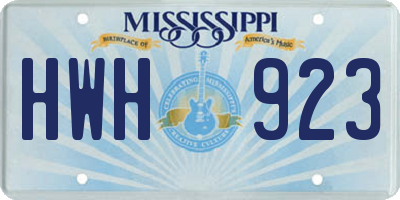 MS license plate HWH923