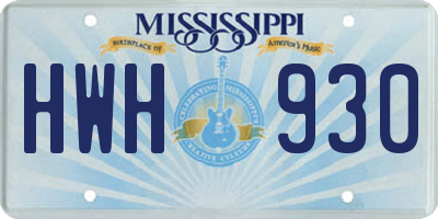 MS license plate HWH930