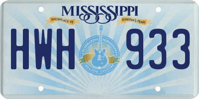 MS license plate HWH933