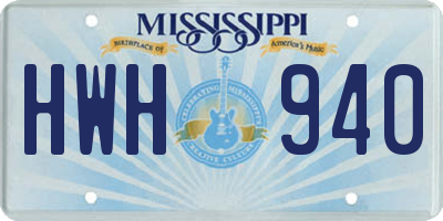 MS license plate HWH940