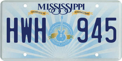 MS license plate HWH945