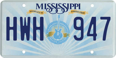 MS license plate HWH947