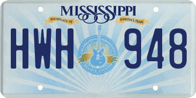 MS license plate HWH948