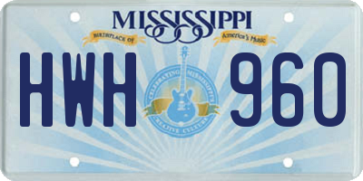 MS license plate HWH960