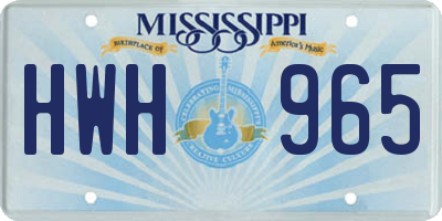 MS license plate HWH965