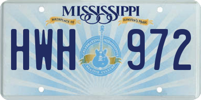 MS license plate HWH972