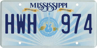 MS license plate HWH974