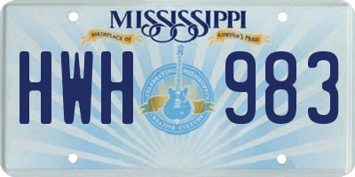 MS license plate HWH983