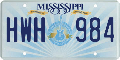 MS license plate HWH984