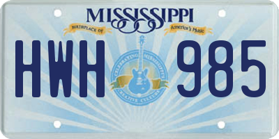 MS license plate HWH985