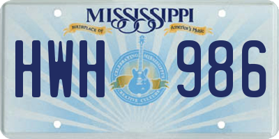 MS license plate HWH986