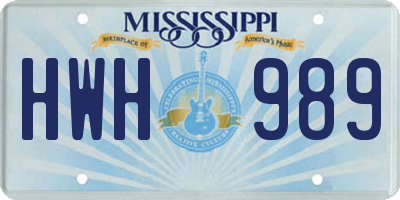 MS license plate HWH989
