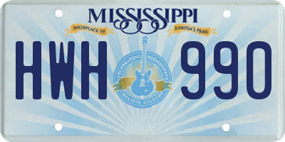MS license plate HWH990