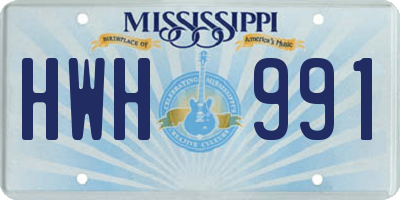 MS license plate HWH991