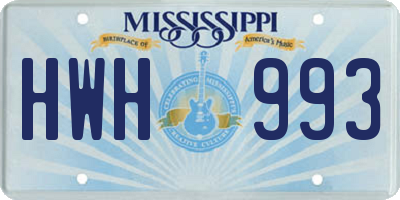 MS license plate HWH993