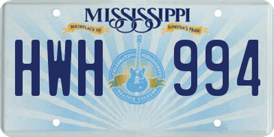MS license plate HWH994