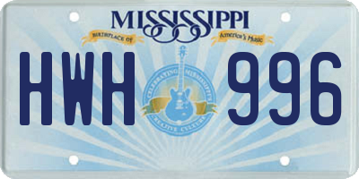MS license plate HWH996