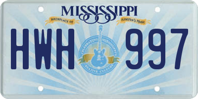 MS license plate HWH997