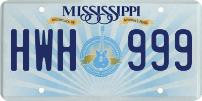MS license plate HWH999